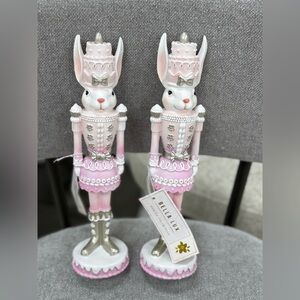 Bella Luxx Blush and Metallic 2 Bunny Figurines